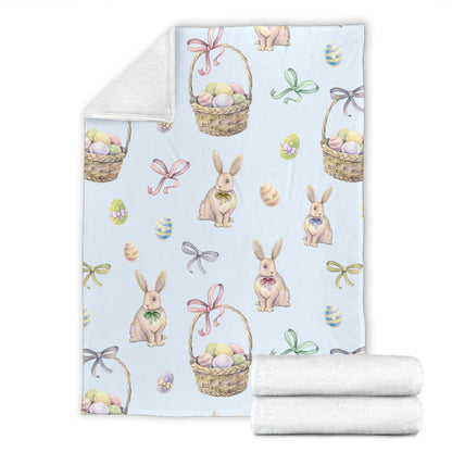 Rabbit Easter Eggs Pattern Print Design 03 Premium Blanket