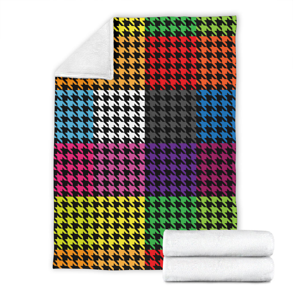 Houndstooth Colorful Pattern Print Design 01 Premium Blanket