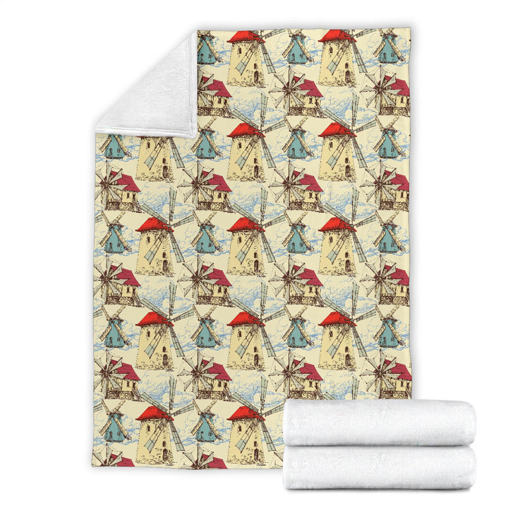 Windmill Pattern Print Design 01 Premium Blanket