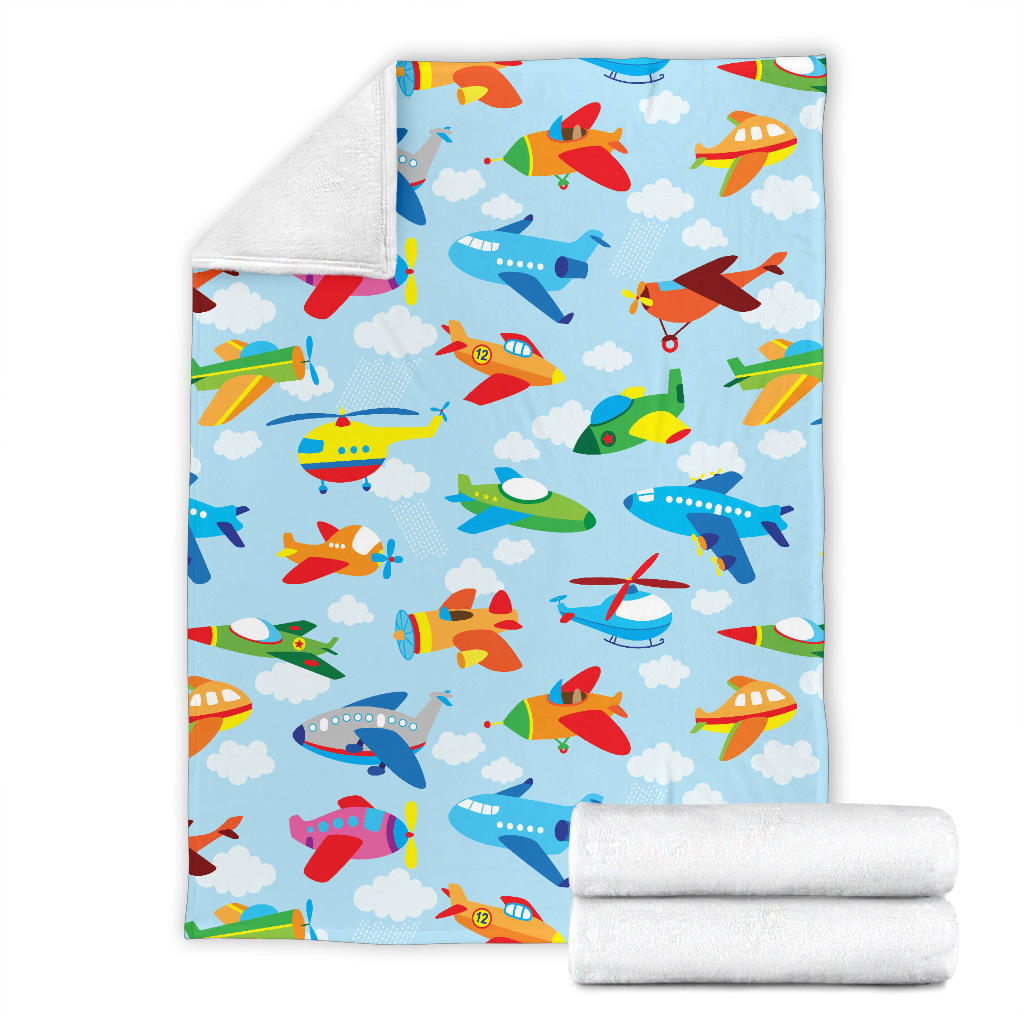 Airplane Colorful Pattern Print Design 01 Premium Blanket