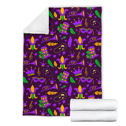 Mardi Gras Pattern Print Design 08 Premium Blanket