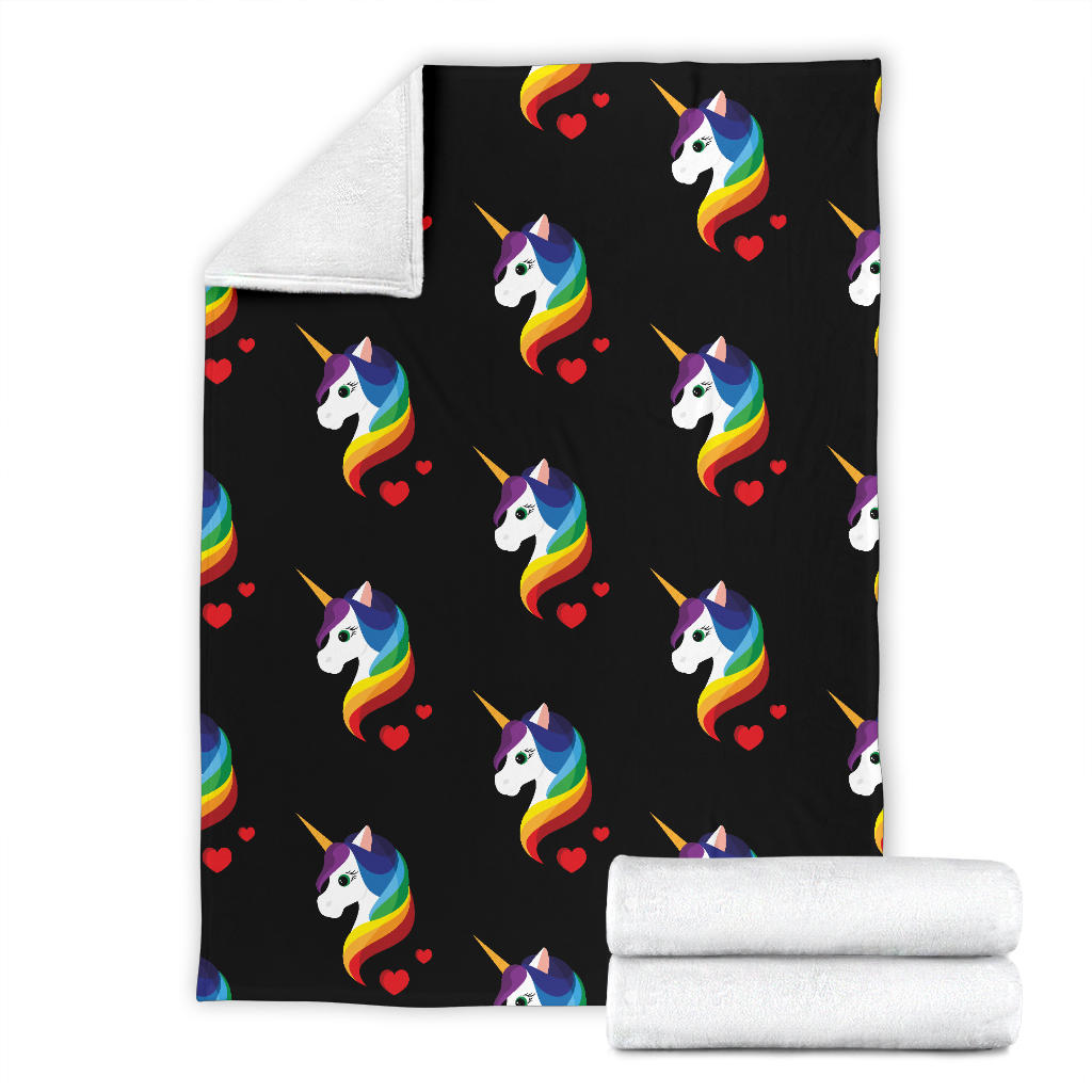 Rainbow Unicorn Pattern Print Design A03 Premium Blanket