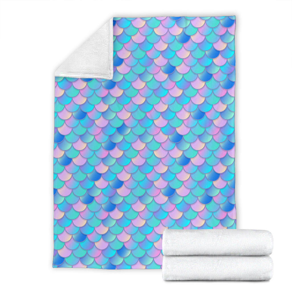 Mermaid Scales Pastel Pattern Print Design 07 Premium Blanket