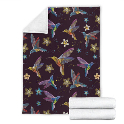 Hummingbird Pattern Print Design 04 Premium Blanket