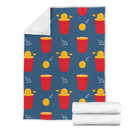 Beer Pong Pattern Print Design 02 Premium Blanket
