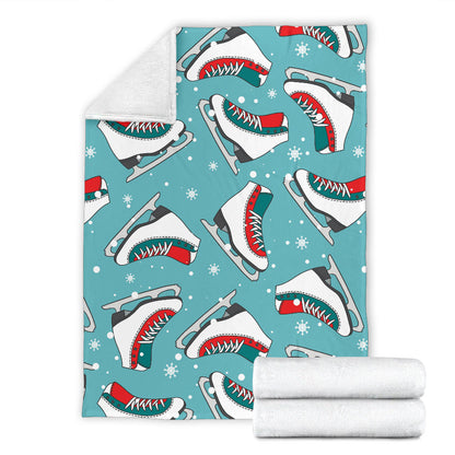 Ice Skate Pattern Print Design 03 Premium Blanket