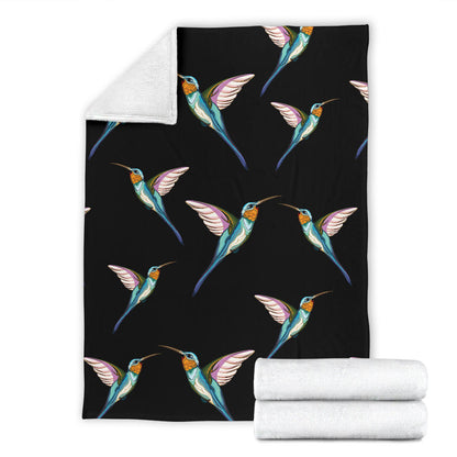Hummingbird Pattern Print Design 06 Premium Blanket