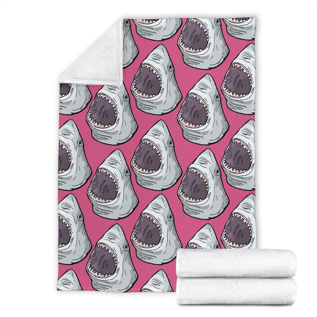 Great White Shark Pattern Print Design 01 Premium Blanket
