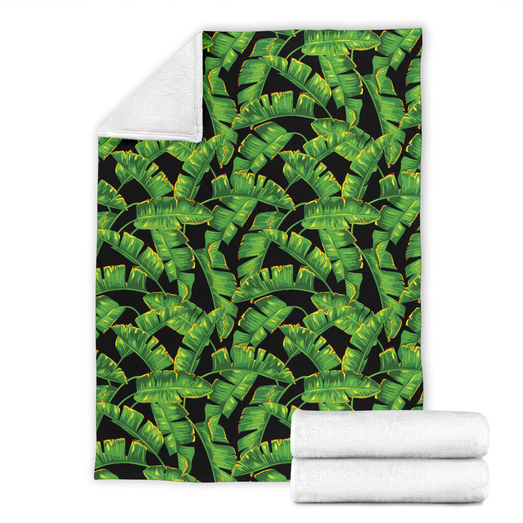 Banana Leaf Pattern Print Design 03 Premium Blanket