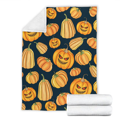 Pumpkin Halloween Pattern Print Design A04 Premium Blanket