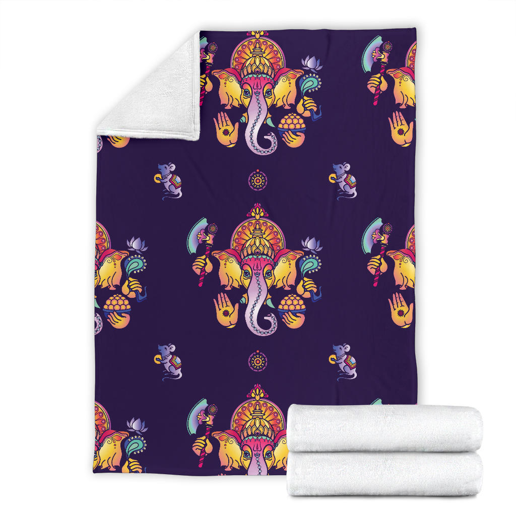 Ganesha Pattern Print Design 04 Premium Blanket