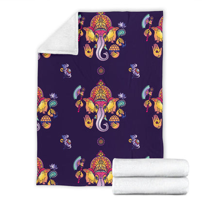 Ganesha Pattern Print Design 04 Premium Blanket