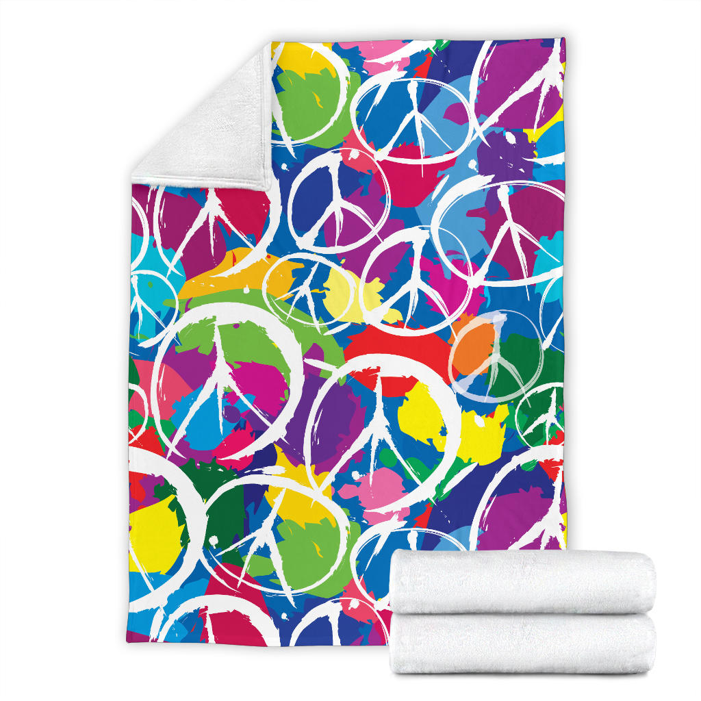 Peace Sign Colorful Pattern Print Design A02 Premium Blanket