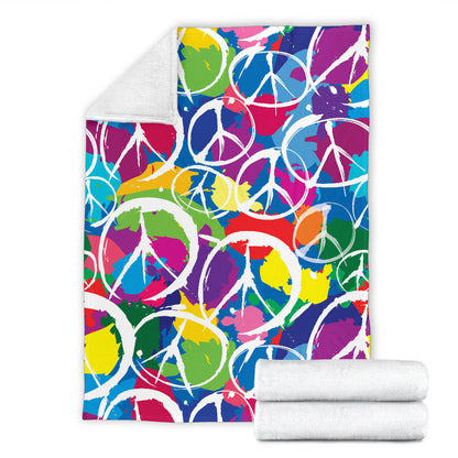 Peace Sign Colorful Pattern Print Design A02 Premium Blanket