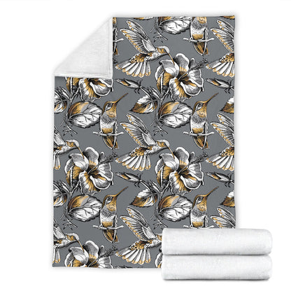Hummingbird Pattern Print Design 02 Premium Blanket