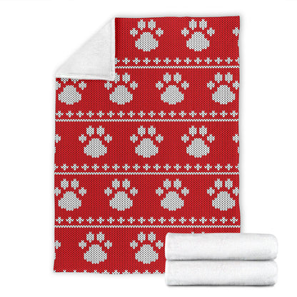 Knit Paw Pattern Print Design 03 Premium Blanket