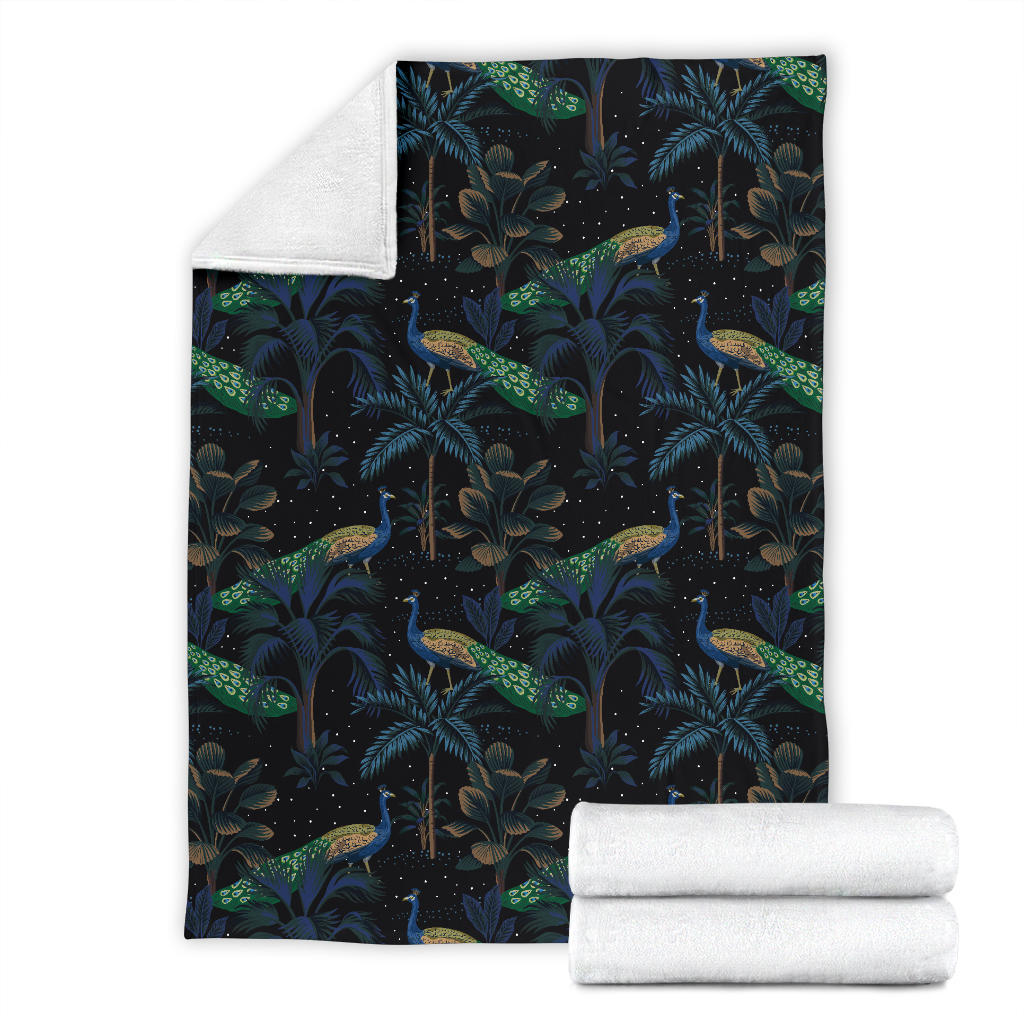 Rainforest Peacock Pattern Print Design A04 Premium Blanket