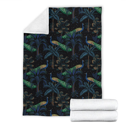 Rainforest Peacock Pattern Print Design A04 Premium Blanket