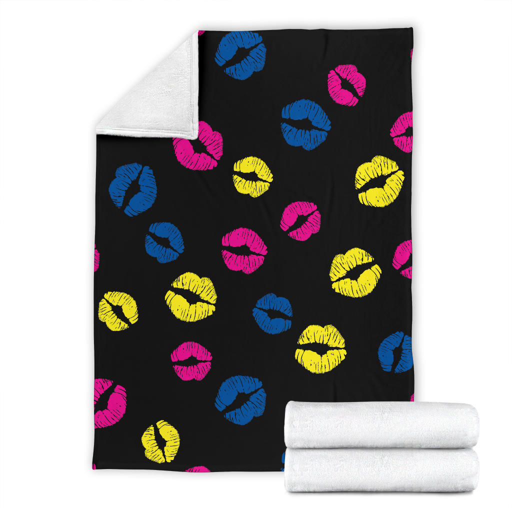 Lip Neon Color Pattern Print Design 01 Premium Blanket
