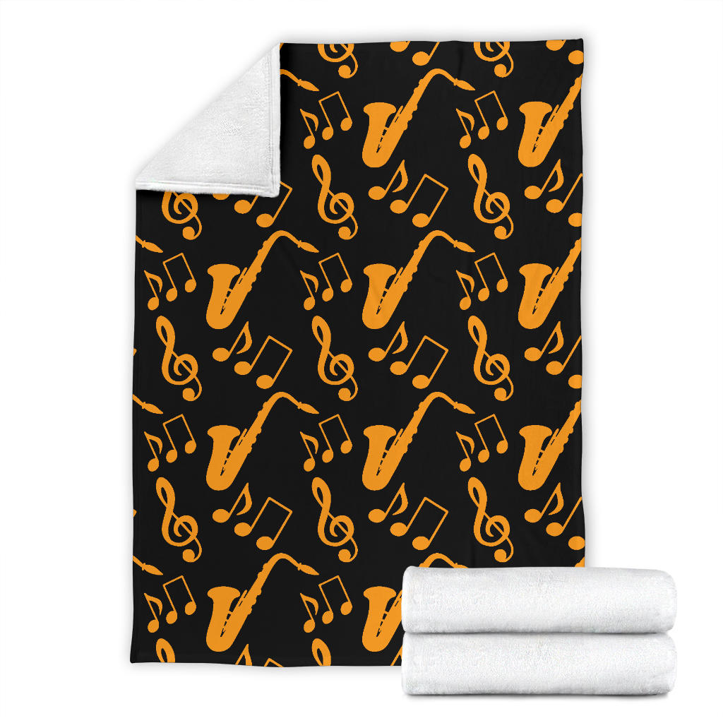 Saxophone Pattern Print Design 02 Premium Blanket