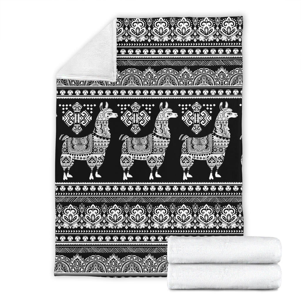 Llama Aztec Style Pattern Print Design 01 Premium Blanket