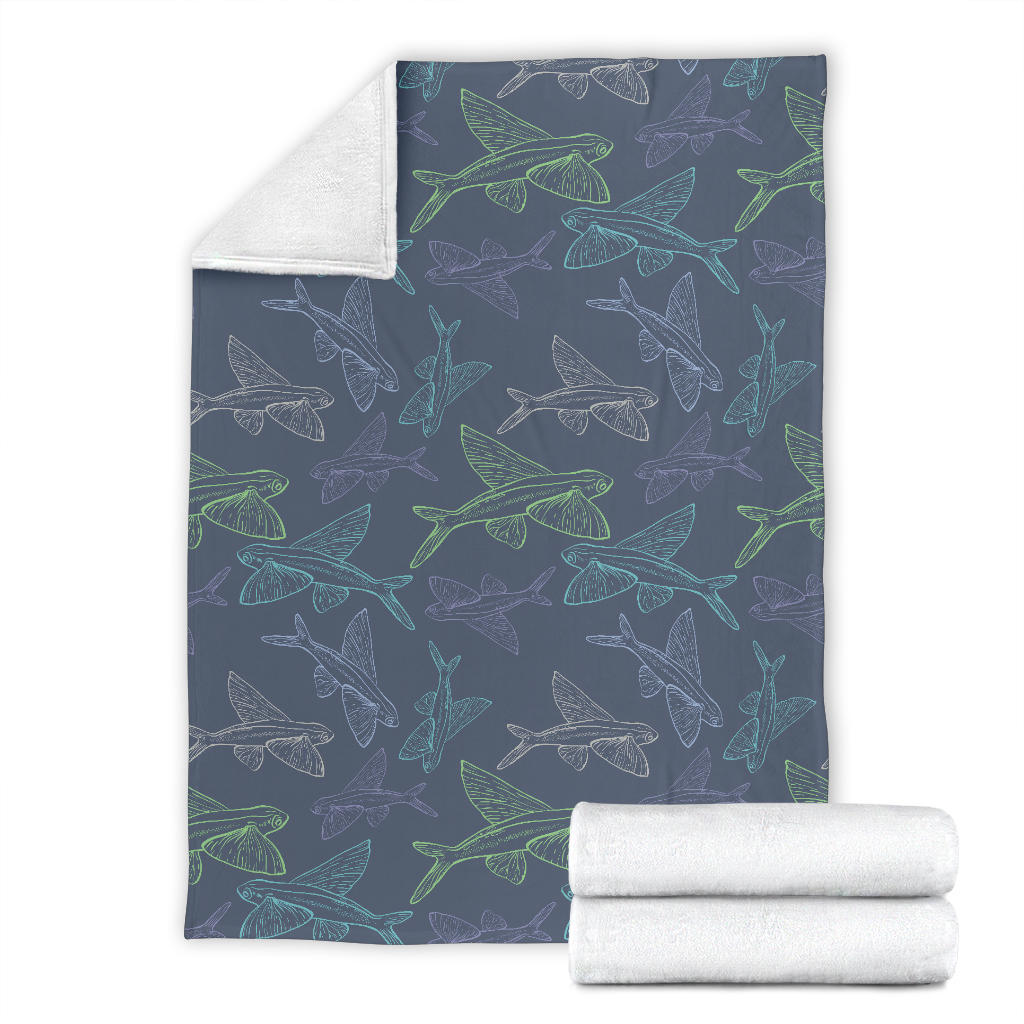 Flying Fish Pattern Print Design 02 Premium Blanket