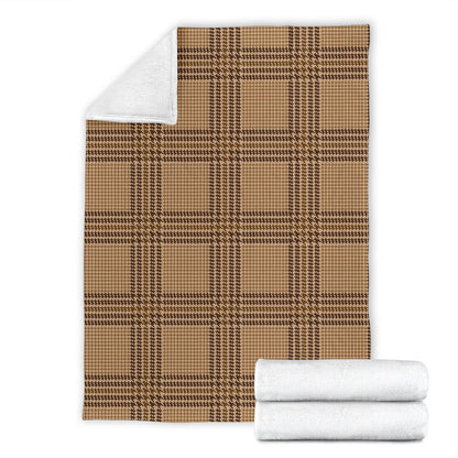Houndstooth Brown Pattern Print Design 04 Premium Blanket