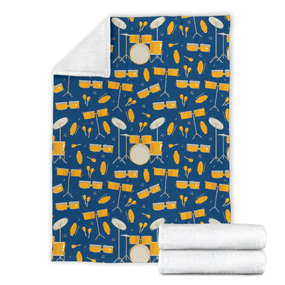 Drum Set Pattern Print Design 03 Premium Blanket