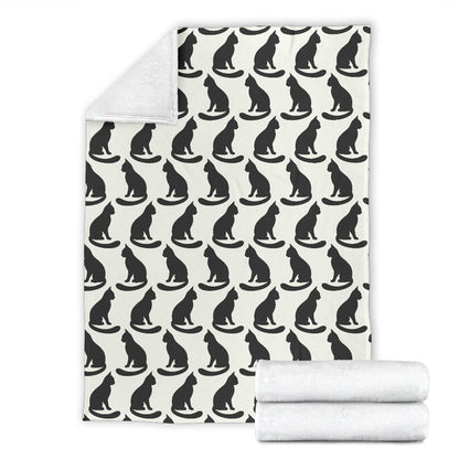Black Cat Pattern Print Design 02 Premium Blanket