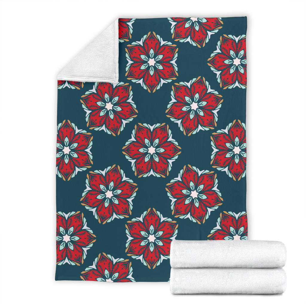 Poinsettia Pattern Print Design A03 Premium Blanket