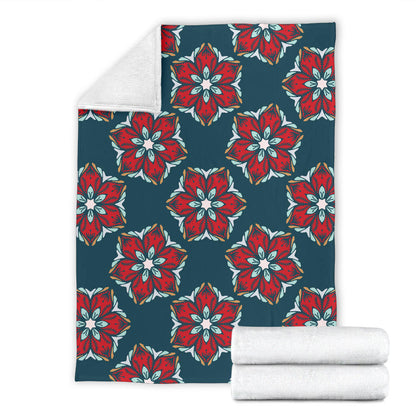 Poinsettia Pattern Print Design A03 Premium Blanket