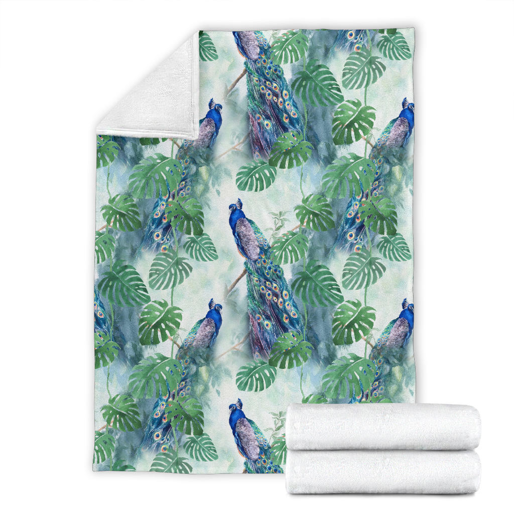 Peacock Pattern Print Design A02 Premium Blanket