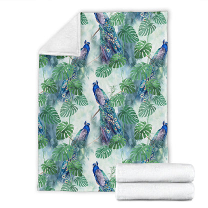 Peacock Pattern Print Design A02 Premium Blanket
