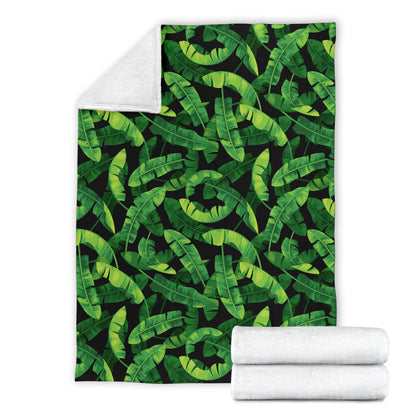 Banana Leaf Pattern Print Design 02 Premium Blanket