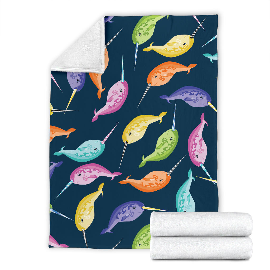 Narwhal Colorful Pattern Print Design 03 Premium Blanket