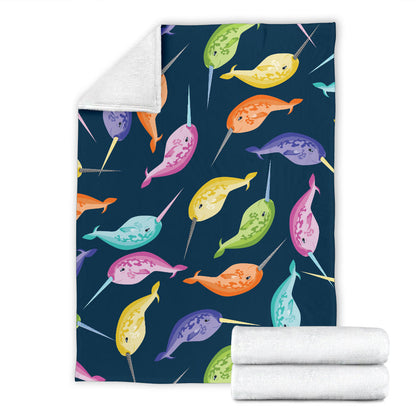 Narwhal Colorful Pattern Print Design 03 Premium Blanket