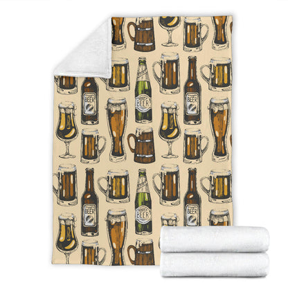 Beer Pattern Print Design 04 Premium Blanket