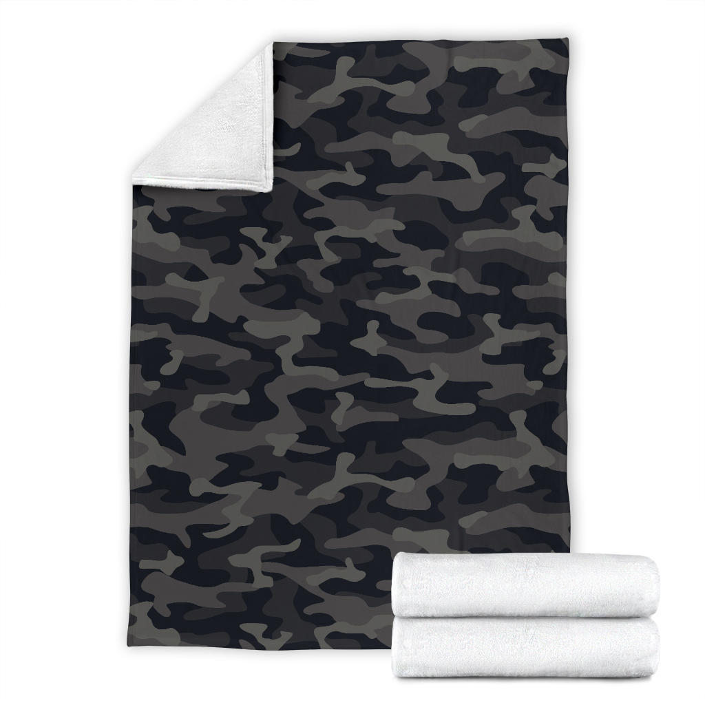 Camo Black Pattern Print Design 02 Premium Blanket