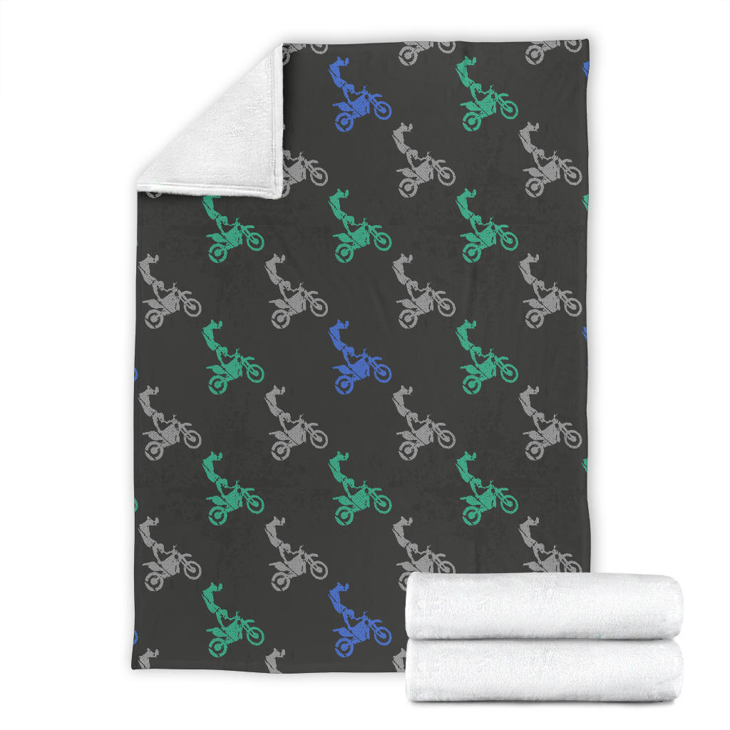 Motocross Pattern Print Design 02 Premium Blanket