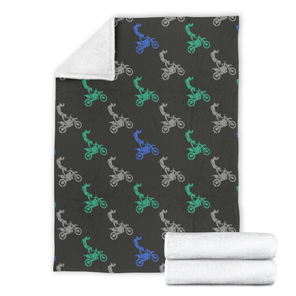 Motocross Pattern Print Design 02 Premium Blanket