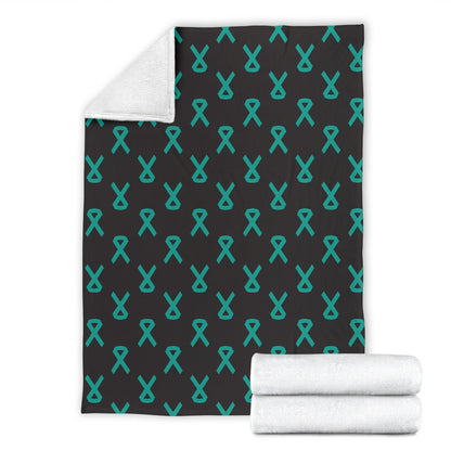 Ovarian cancer Pattern Print Design A01 Premium Blanket