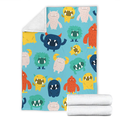 Monster Cartoon Pattern Print Design 03 Premium Blanket