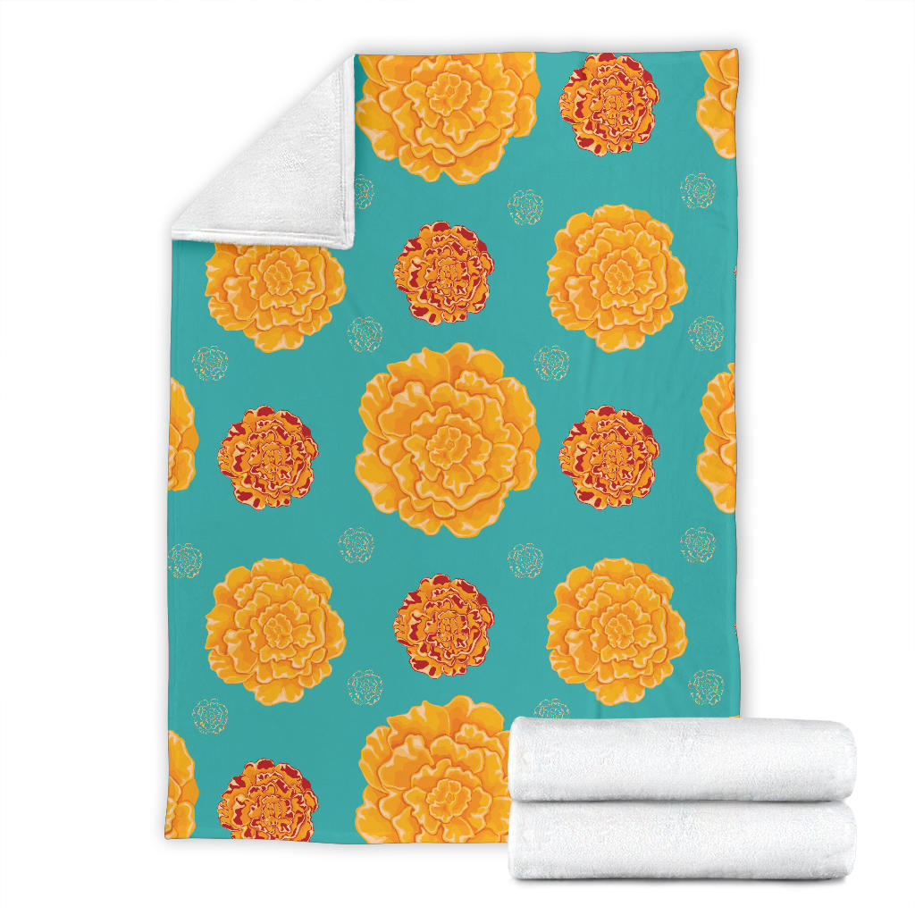 Marigold Pattern Print Design 02 Premium Blanket