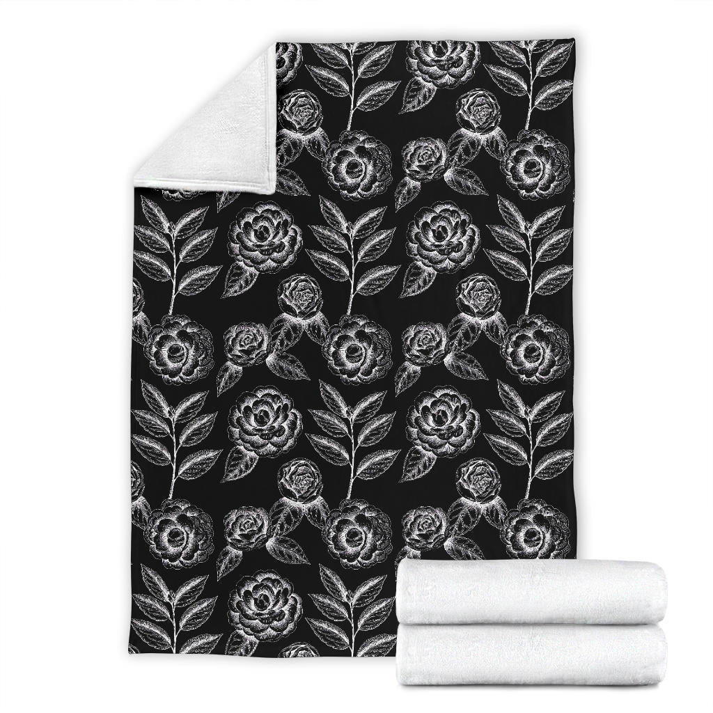 Camellia Pattern Print Design 02 Premium Blanket