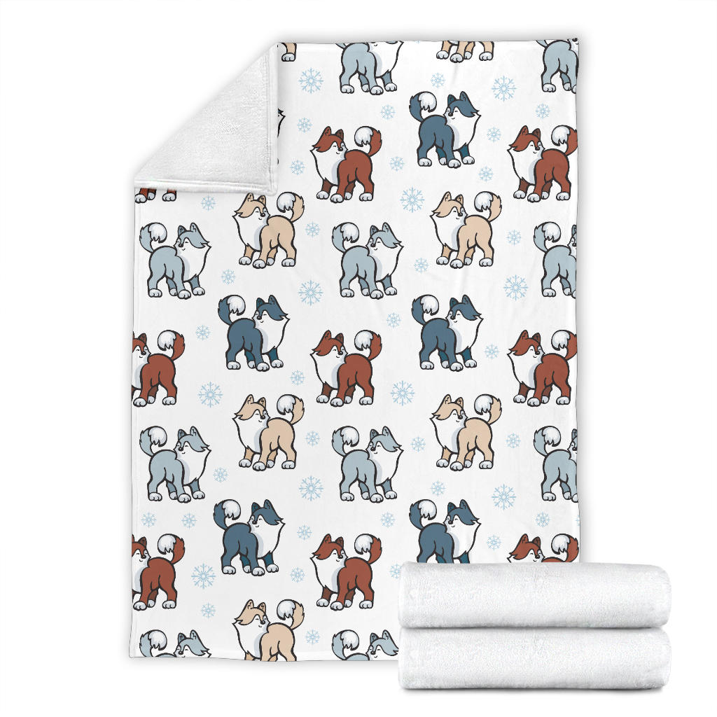 Alaskan Malamute Pattern Print Design 02 Premium Blanket