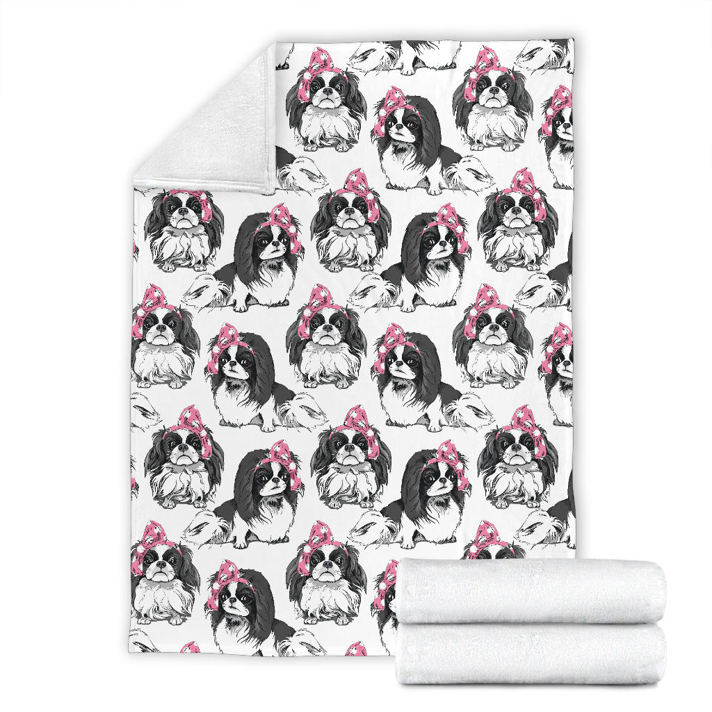 Japanese Chin Pattern Print Design 01 Premium Blanket