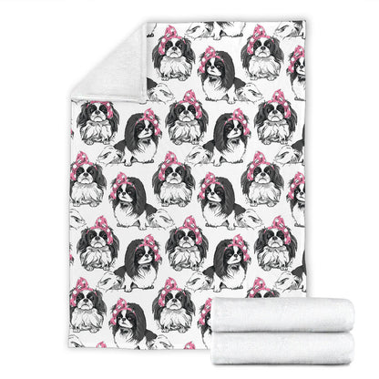 Japanese Chin Pattern Print Design 01 Premium Blanket