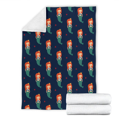 Mermaid Girl Pattern Print Design 01 Premium Blanket