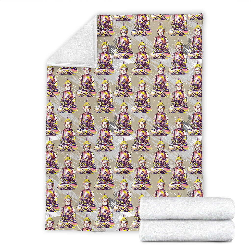 Buddha Pattern Print Design 07 Premium Blanket