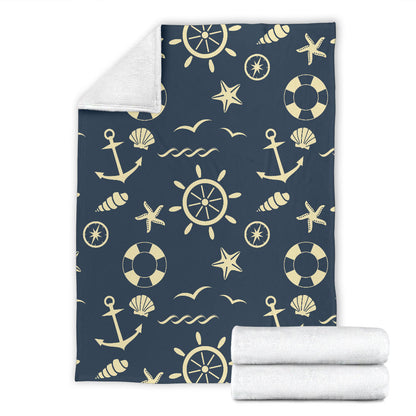 Nautical Pattern Print Design A01 Premium Blanket